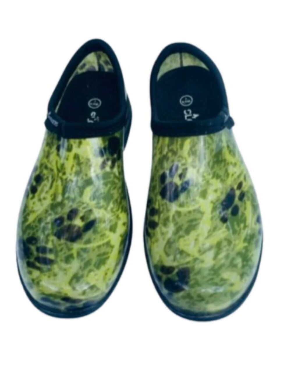 Sloggers Women’s Waterproof Garden Clogs Shoes Slip-On Paw Print Green, size 7